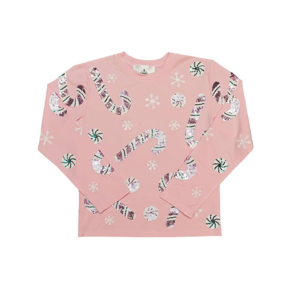 NEW BELLE CHER girl's long sleeve shirt in candy cane
